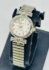 Vintage Claremont Heart Ribbon 56-053 Silver Gold Tone Women’s Watch