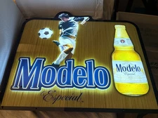 Modelo Especial Beer Backlit Neon Soccer Sign 27"x24"new w/original box