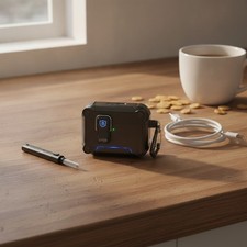 Elegant Black AirPods Pro 3 Case with Secure Lock  Phone Stand Functionality
