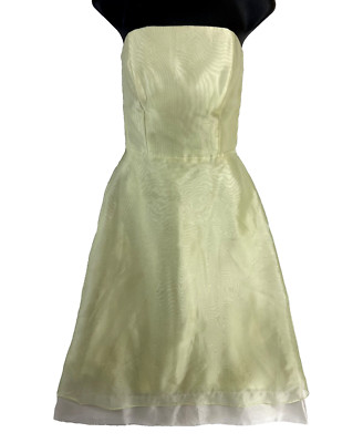 Women's Size 4 After Six Kiwi Green Fit & Flare Cocktail Sheer Strapless Dress