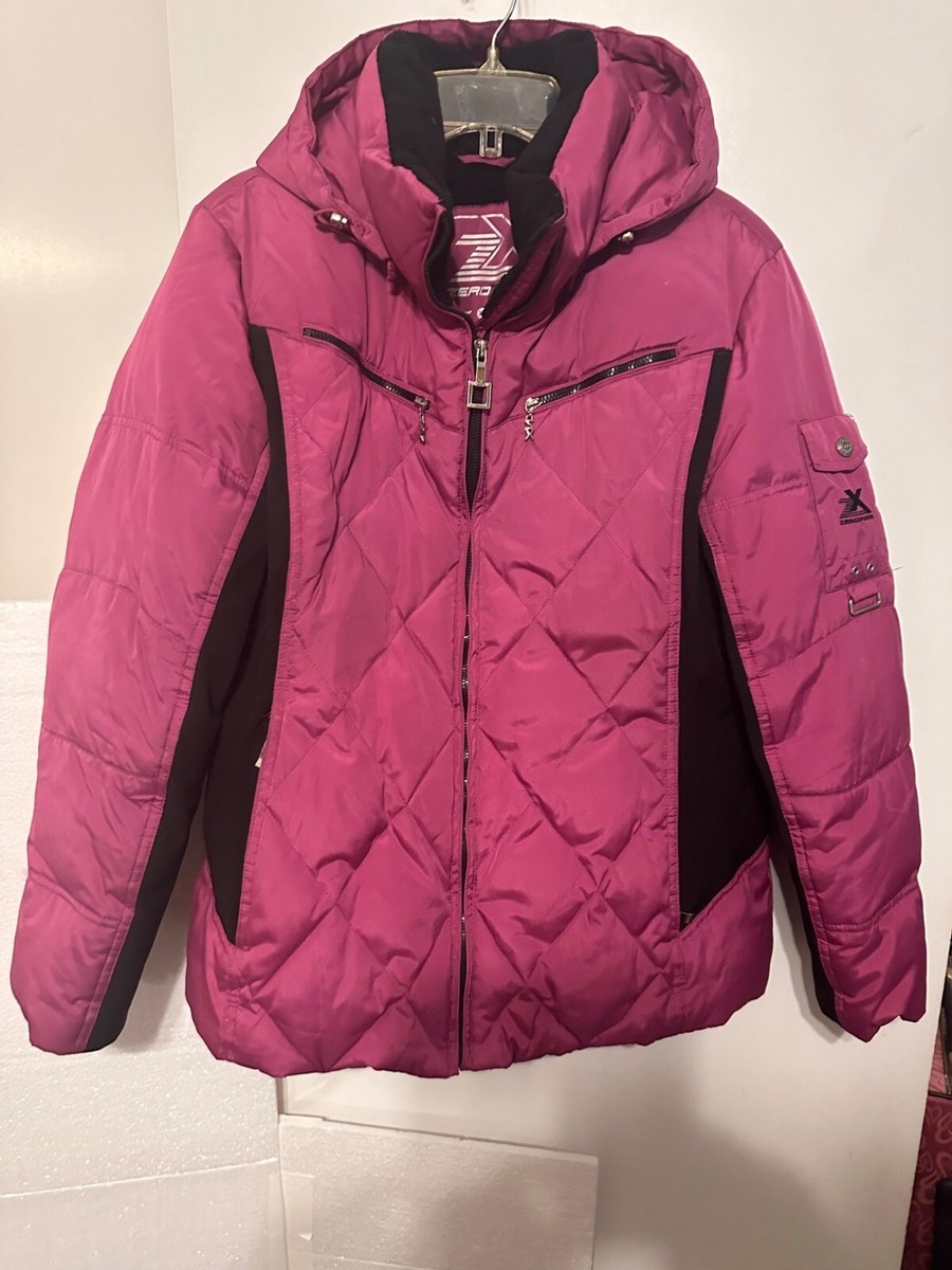 ZeroXposur Woman's Coat Pink XL Zip Pockets Snow Hood Lined Ski Jacket  Freeze
