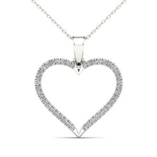 Natural Diamond Heart Pendant Necklace 0.15 Ct For Women In 10K Gold for Her