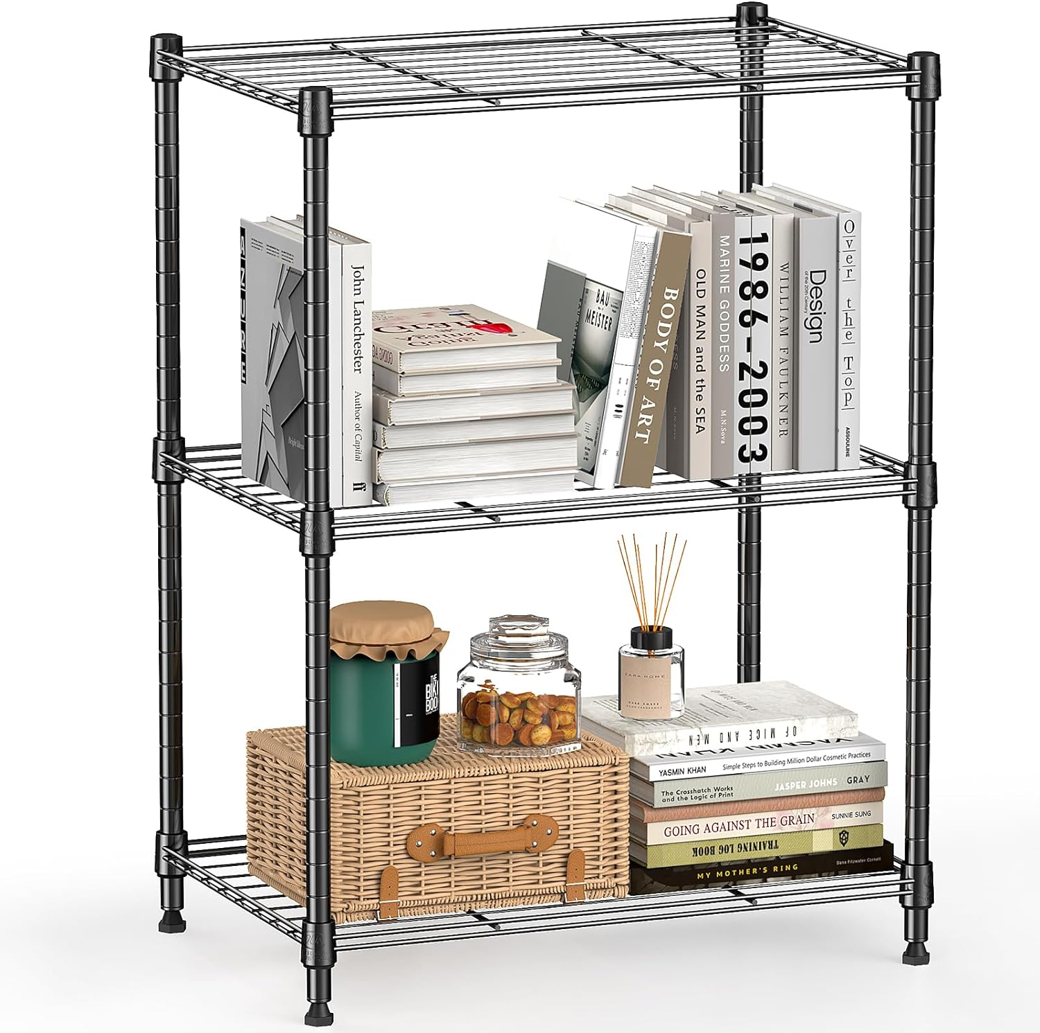 MZG 450 Lbs Steel Storage Shelving 3-Tier Utility Shelving Unit Steel Organizer