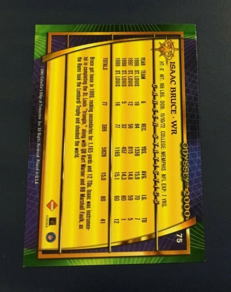 2000 Odyssey # 75 ISAAC BRUCE Los Angeles Rams RARE BRAND Nice ! - Image 2 of 2