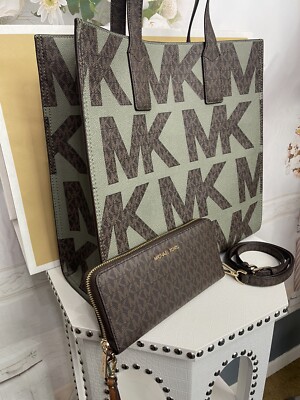 Michael Kors 35F0GY9T3I Kenly Large Graphic Logo Tote Bag - Optic