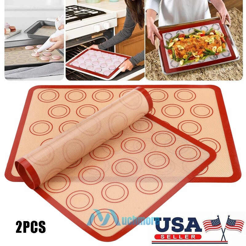 2Pcs Silicone Baking Mat Nonstick Heat Resistant Oven Mats Toaster Liner Sheets