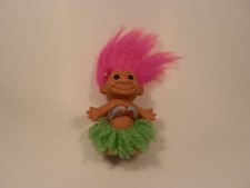 Russ Troll Hawaiian Hula Dancer Hot Pink Hair Green Skirt 5"