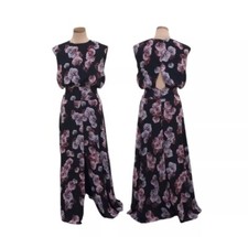 NWT Fame And Partners Anthurium Dress Size 2 Black Purple Cutout Back Gown