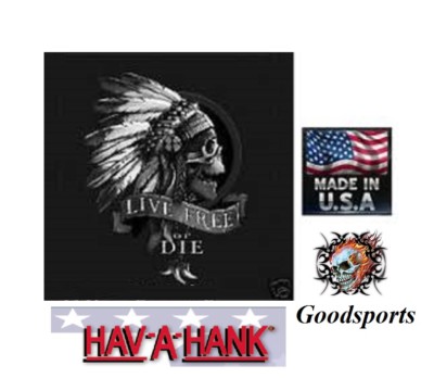 Hav A Hank LIVE FREE OR DIE USA Hardcore Indian Skull BANDANA HEAD Face Mask