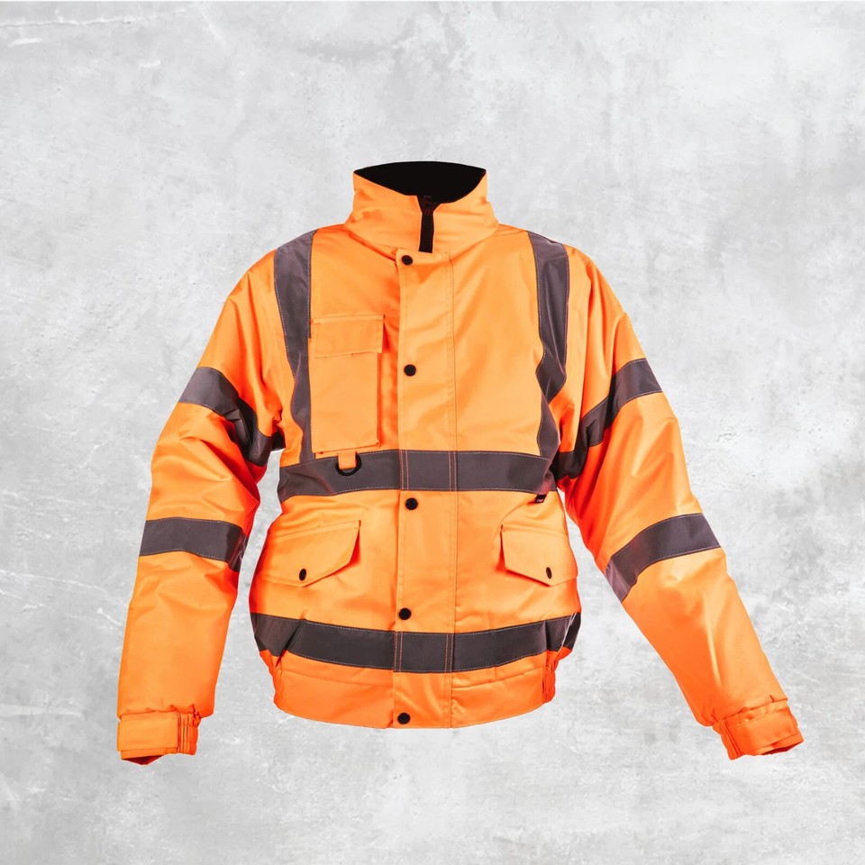 Hi Vis Viz Bomber Jacket Waterproof 2 Tone Safety Workwear High ...