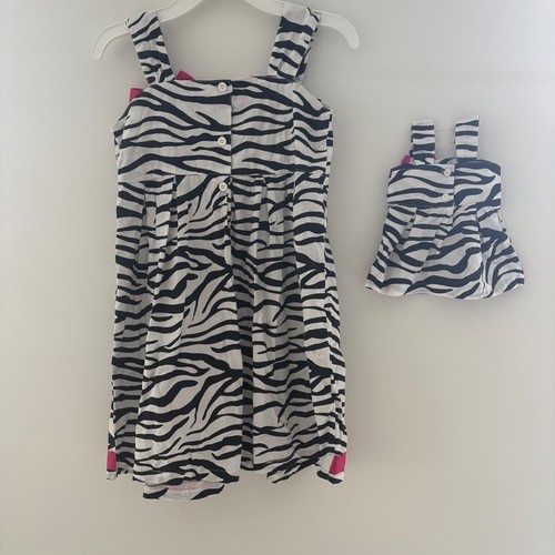 Cre8ions Zebra Print Dress Matching Doll Dresses Girld Size 7/8 and Baby Doll - Picture 6 of 8