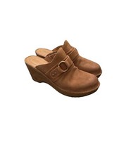 Born Women's Nola Suede Leather Platform Clogs Size 8