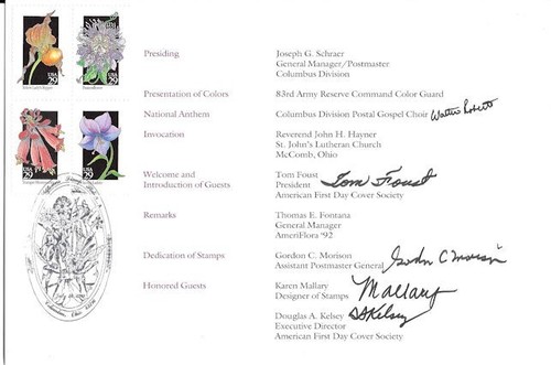 #2647-96 FD Program 29c Wildflowers Stamps w/FDC and Autographs - Picture 2 of 3
