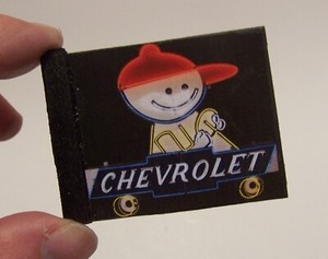 1/24 Diorama Vintage Chevrolet Dealer Neon Looking 2-Sided Sign