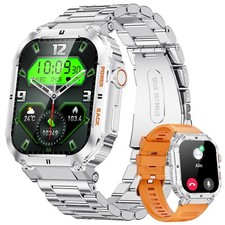 Smart Watch For Android iPhone Heart Rate 1.96" HD Screen Rugged Fitness Tracker