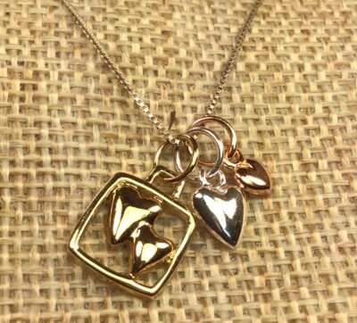 LA 925 Sterling Silver Tricolor Pendant Necklace 19  Chain Sisters Fine Jewelry