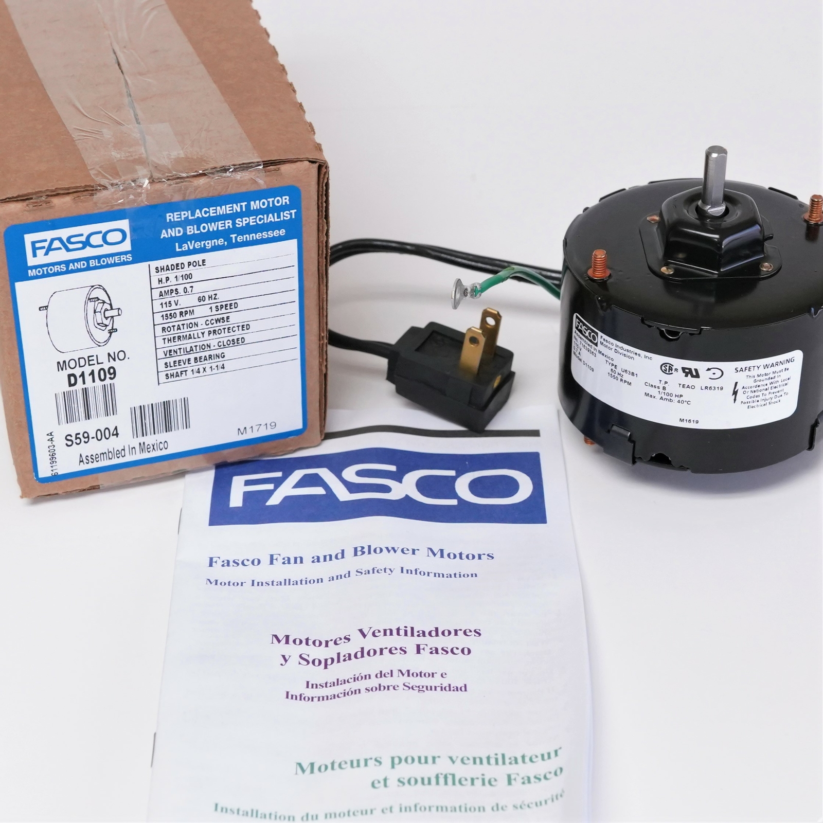 fasco bathroom exhaust fan motor