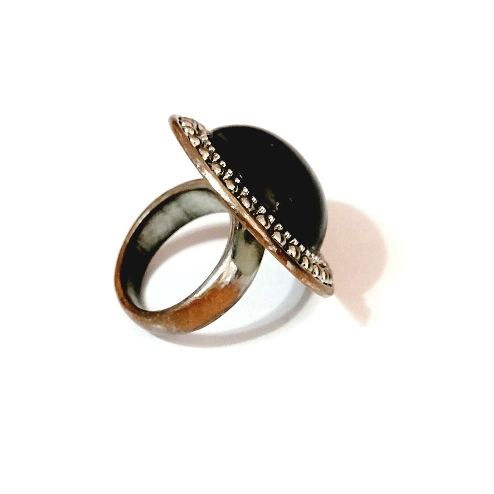 Black Contemporary Statement Ring Sz 5 Textured S… - image 5