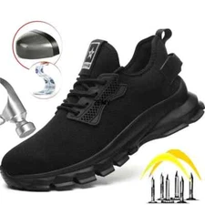 Safety Men's Steel Toe Sneaker Lightweight Puncture-Proof Work Breathable Shoes