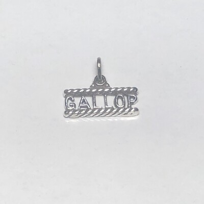 Vintage Gallop Horse Word 925 Sterling Silver 3D Pendant Charm Equine Jewelry