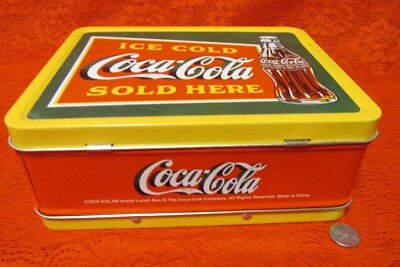 Collectible Coke Metal Tin Yellow Lunch Box #8625 with tag | eBay