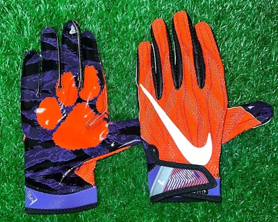 Nike Clemson Tigers Team Issued Superbad 4 Orange Football Gloves