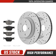 Rear Drilled Slotted Disc Rotors +Brake Pads Kit for Subaru Forester 2019 - 2024