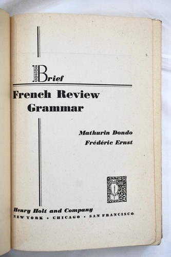 Brief French Review Grammar by Dondo & Ernst, 1949 Hardcover, Vintage - Picture 4 of 5