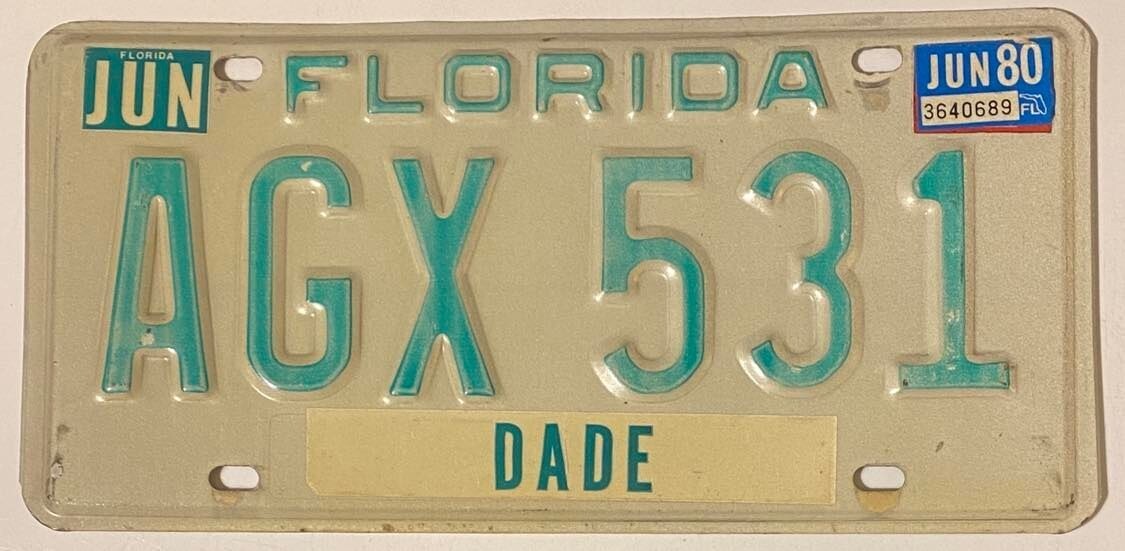 Florida 1980 DADE COUNTY License Plate # AGX 531 | eBay