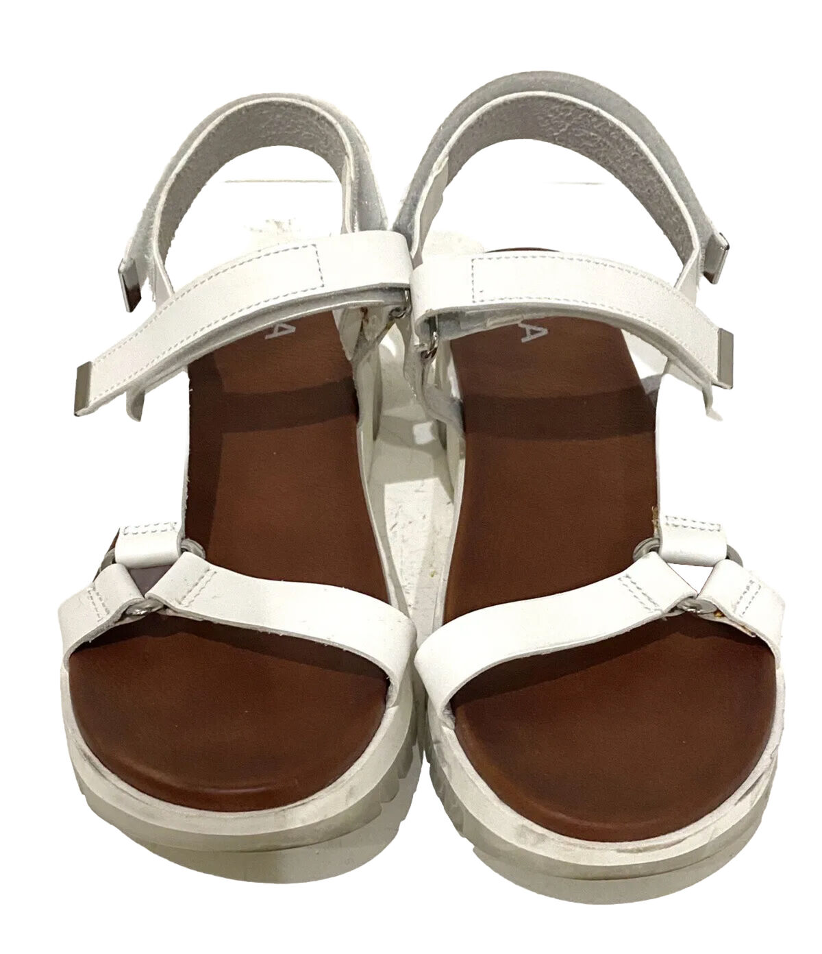 SAOLA Mia sandali scarpe donna flatform caviglia bianco vegan pelle suola gomma misura 9 5