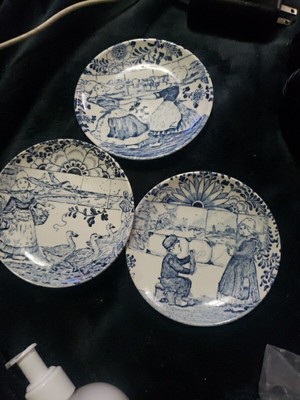 Boch Delft Set of 3 Mini Plates 4 1/2''  Dutch Children Vintage