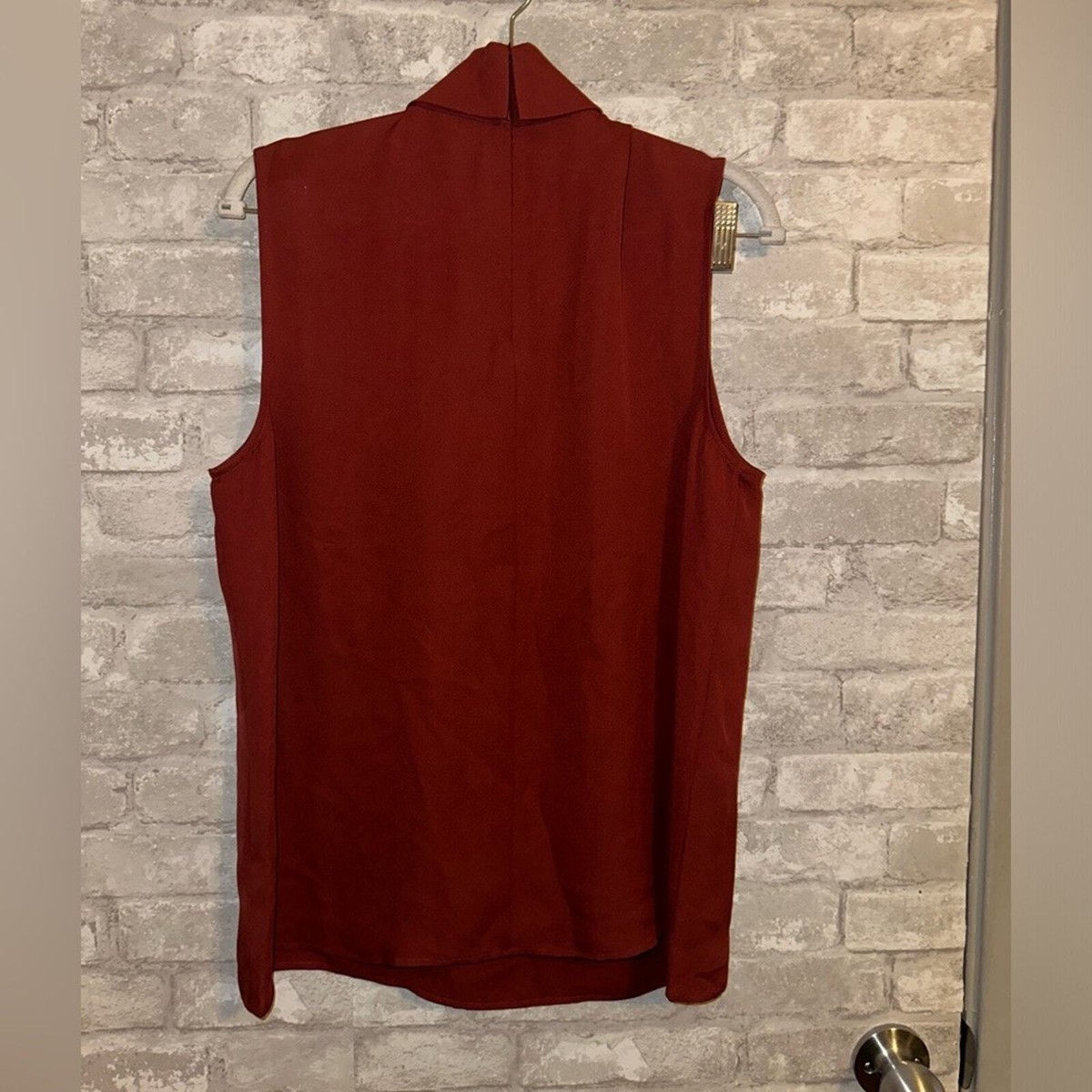 NWT Theory Silk Slit Collar Top Sz L #JK2 | eBay