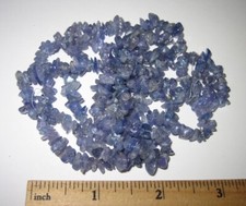 32" RARE TUMBLED POLISHED TANZANITE CRYSTAL STONE NUGGET CHIP BEAD STRAND 51g A