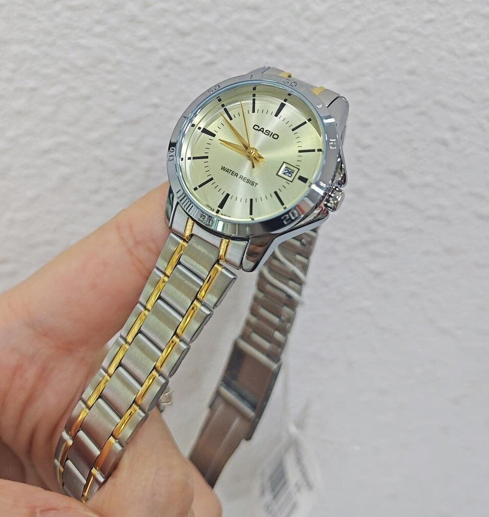 Casio LTP-V004SG-9A Champagne Dial Analog Stainless Steel Quartz
