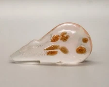 ZUNI FETISH-PINK GLASS WITH DESIGNS BEAR - ABBY QUAM PANTEAH-NATIVE AMERICAN