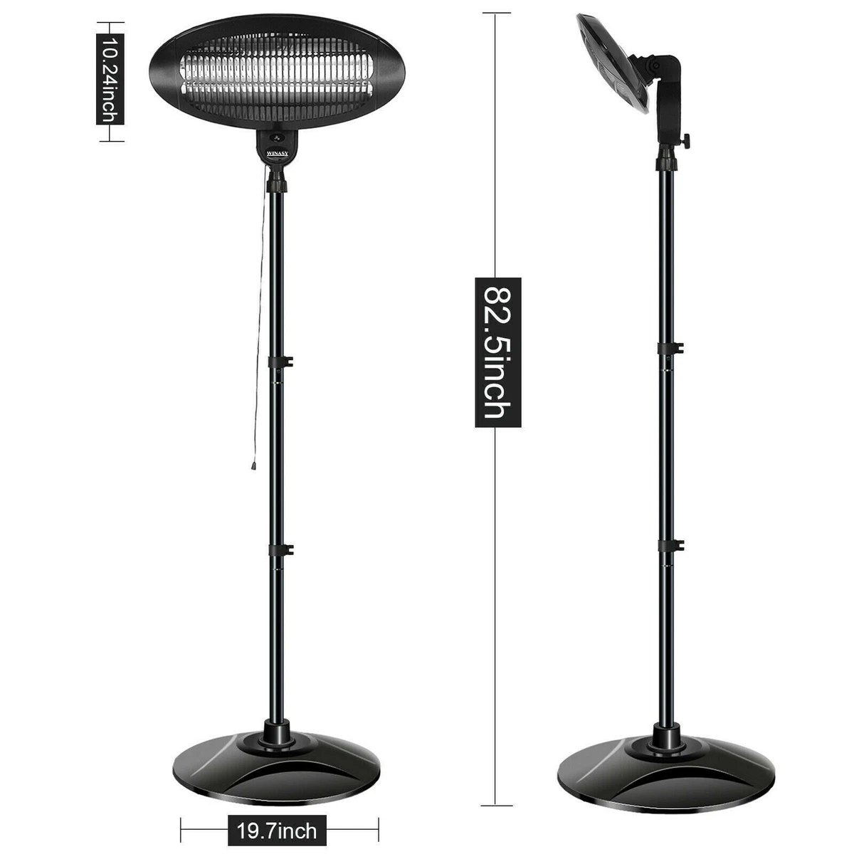 Quartz HCH 1500DI Patio Heater 1500 Watts Black Safety Tip Shutoff  Adjustable | eBay