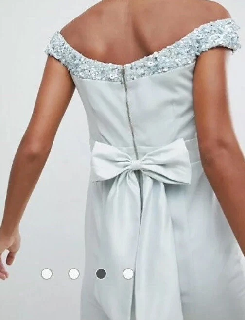 Maya Bardot Sequin Detail Maxi Dress With Bow Back Detail Size 12 E132
