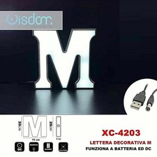 X Lumière LED Lettre Lumineuse Décorative Alphabet M Blanc Batterie Dc XC-4203