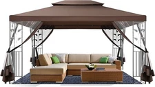 10x13 Outdoor Patio Gazebo with Mesh Screen Heavy Duty Outdoor Canopy Party Tent