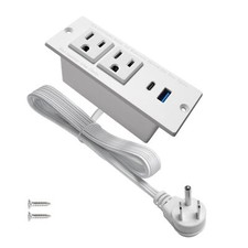 USB C Recessed Power Strip Fast Charge Desktop 6.56ft, White 20W USB-C
