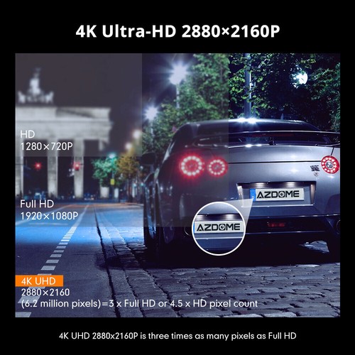 AZDOME 4K Dashcam WiFi 6 GPS ADAS Video Recorder Kamera APP Park Mode Nachtsicht - Bild 3 von 12