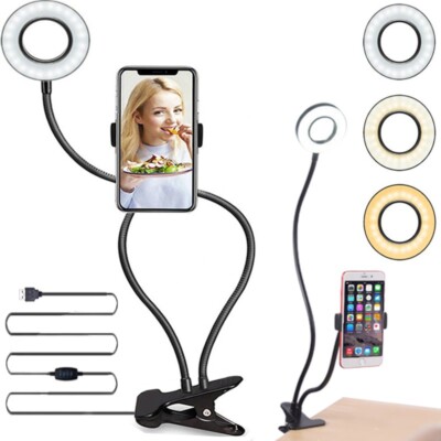 4 Zoll LED Selfie Ringlicht Stativ und Handyhalter Fotografie Lampe USB Retoo