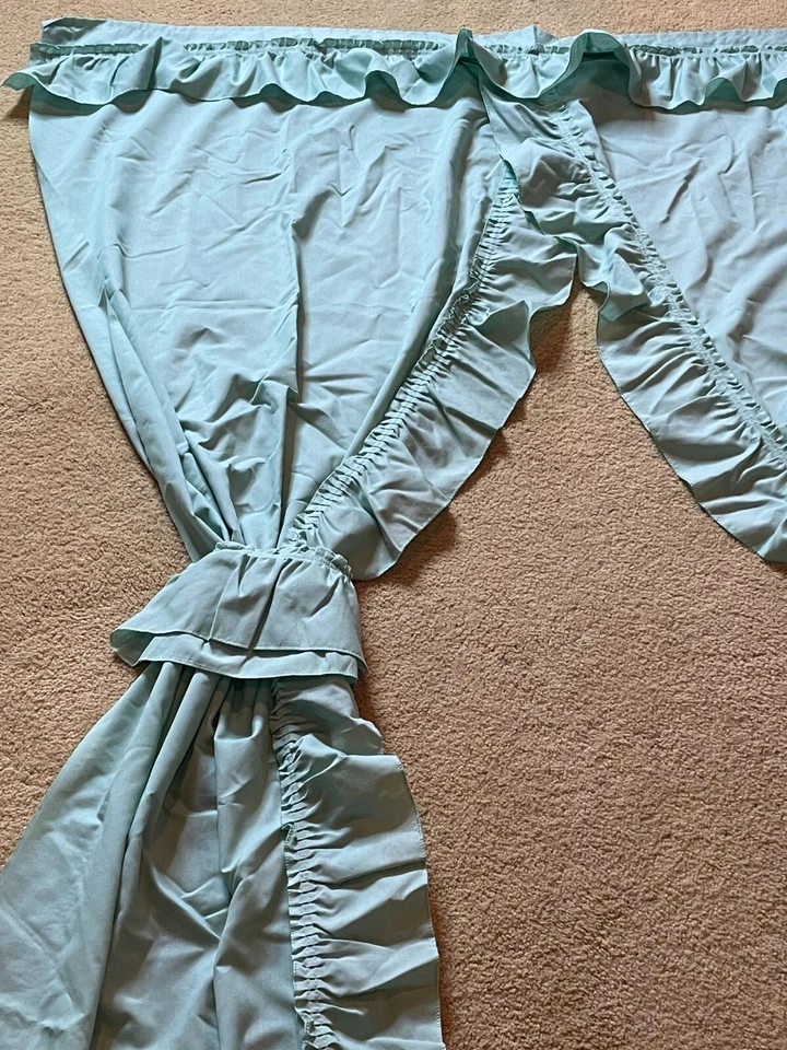 Paneles de cortina con volantes de ventana verde espuma de mar salvia casa de campo 52" ancho x 80" largo Foto 4 de 4