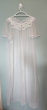 Vintage J C Penny Sheer White Robe Nightgown Size Medium Flutter Sleeve lt sweep