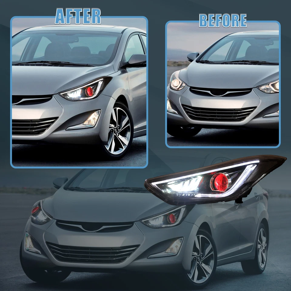 2PCS LED Headlights+D2H Bulbs W/Upgrade Demon Eyes For Hyundai Elantra 2012-2015 - Изображение 4 из 4