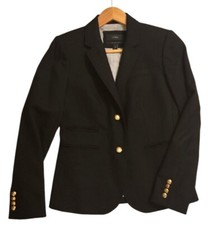 J. CREW classic Schoolboy Blazer Wool blend Sz: 2 black Style 05157 Academia