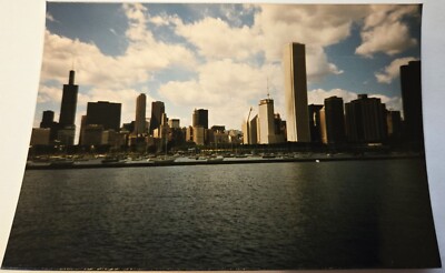 Vintage 1987 Found Photo Chicago Skyline Lake Michigan Sears Willis Tower AON