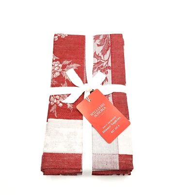 WILLIAMS-SONOMA Williams Sonoma Holly Jacquard Dinner Napkins Set of 4 Christmas SOLD OUT