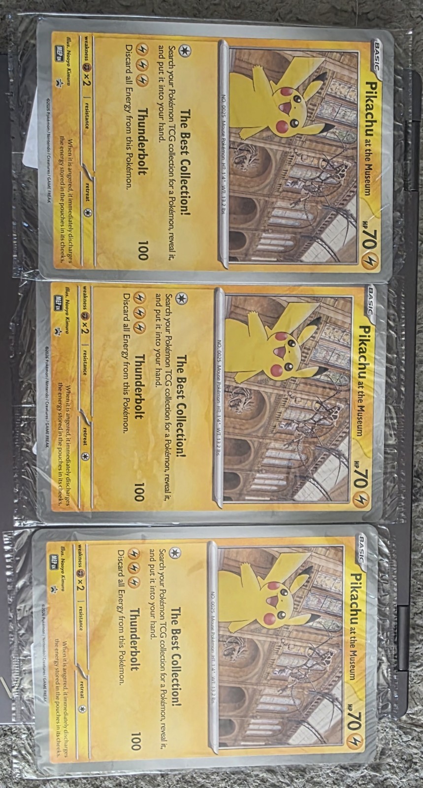 Pikachu At The Museum Pokemon Card TCG X3 sealed 