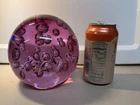 Vintage 6” Murano Magenta Purple Art Glass Bubbles Sphere Orb Paperweight 9lbs.